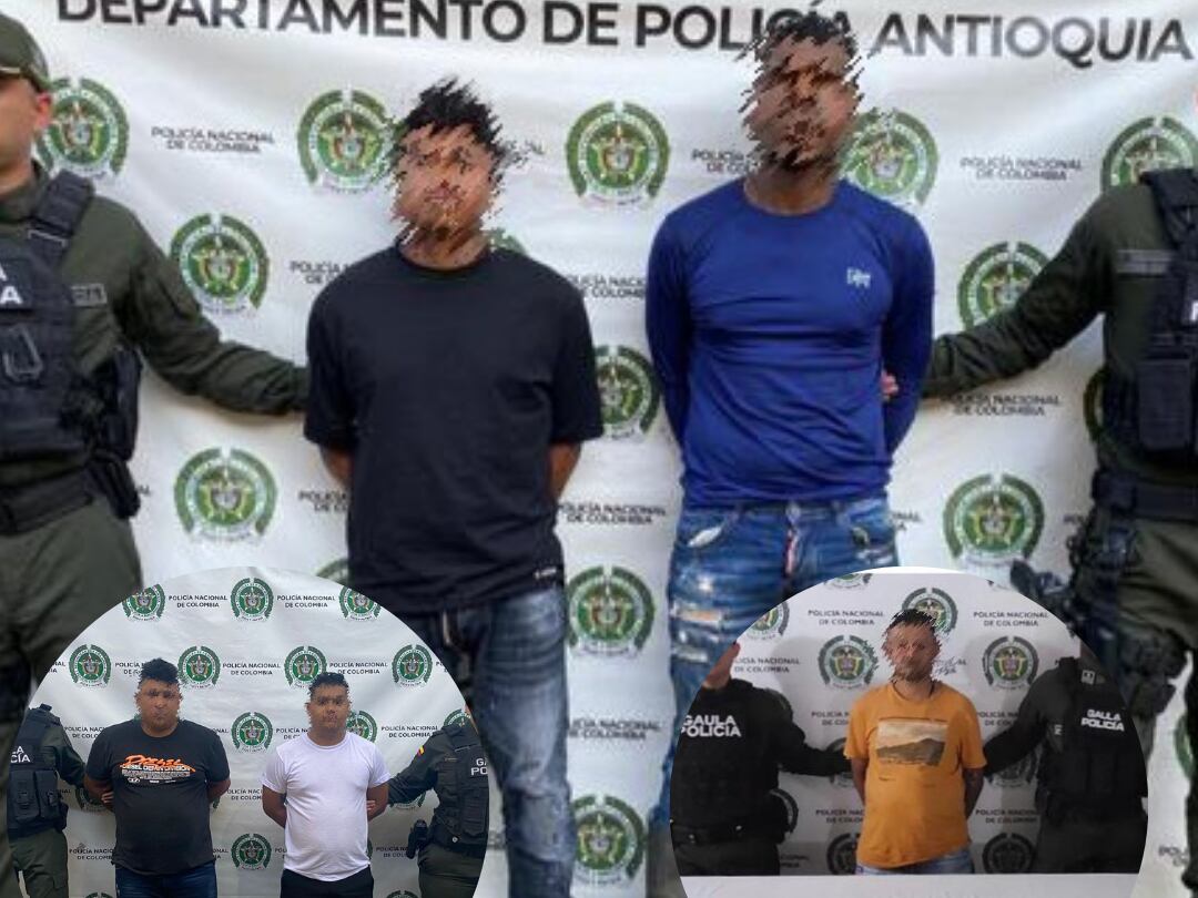 Capturados por extorsión-. foto policía Antioquia