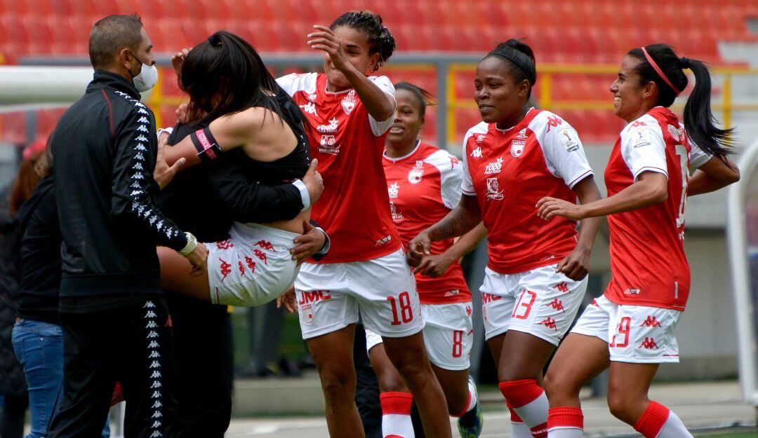 Santa Fe celebrando su gol ante La Equidad en 2021