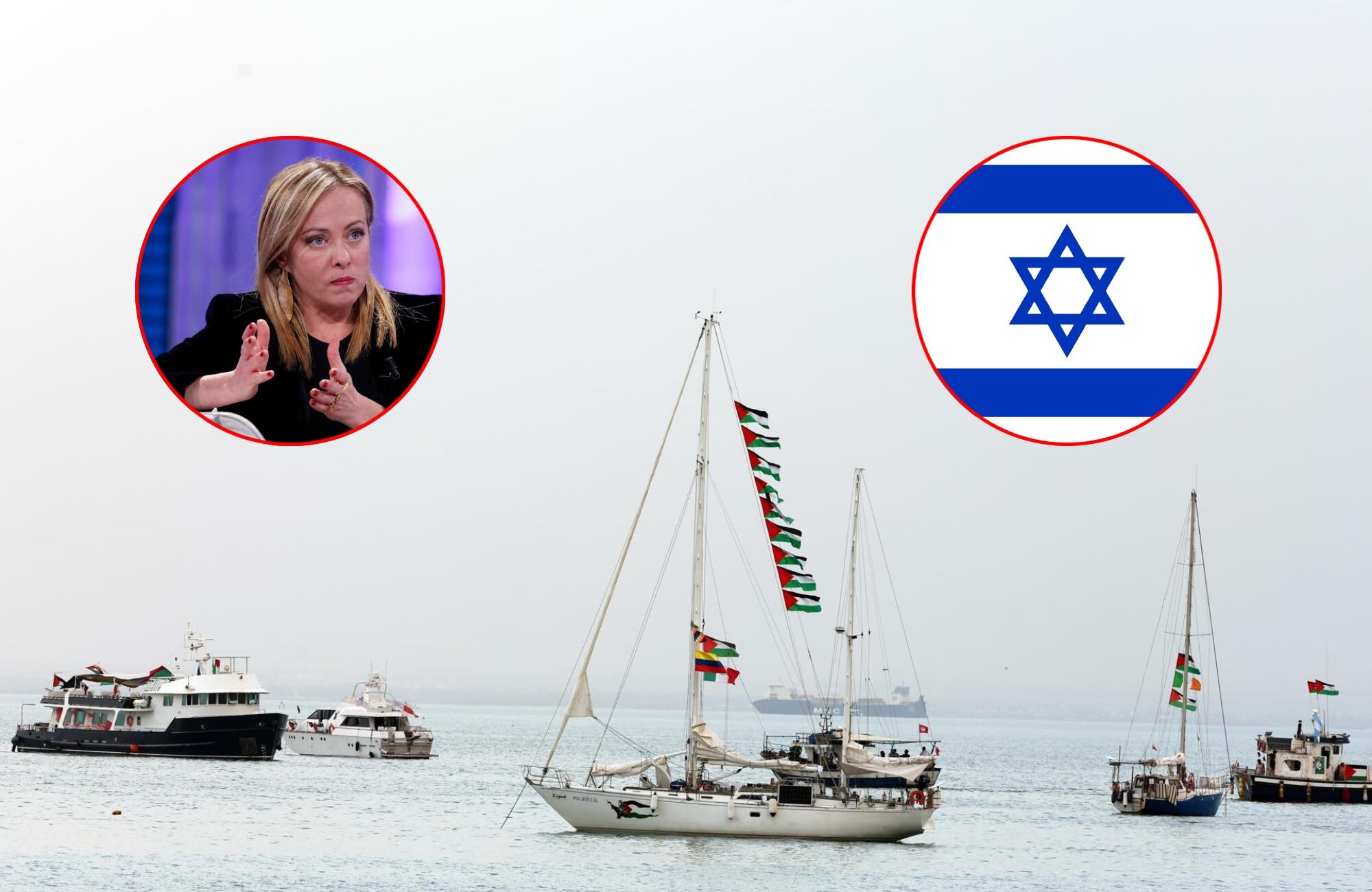 Primera ministra de Italia exige a Israel la liberación de los activistas de la Flotilla Global Sumu. Foto: Getty Images.