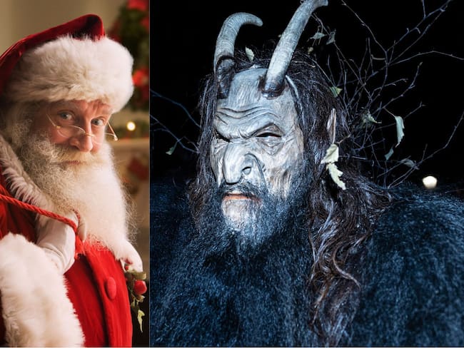 Santa Claus y Krampus, personajes de navidad. Fotos: Getty Images.