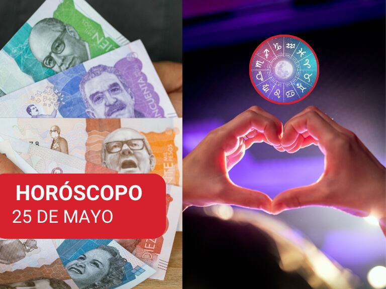 Ilustración del horóscopo occidental y billetes colombianos de 50 mil pesos (Fotos vía Getty Images)