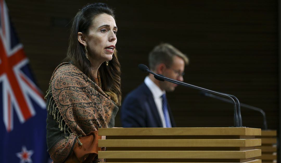 La primera ministra, Jacinda Ardern, durante la actualización de la situación del coronavirus en Nueva Zelanda. 