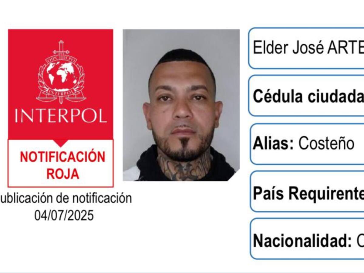 Interpol emite Notificación Roja contra alias El Costeño, coordinador del atentado a Miguel Uribe