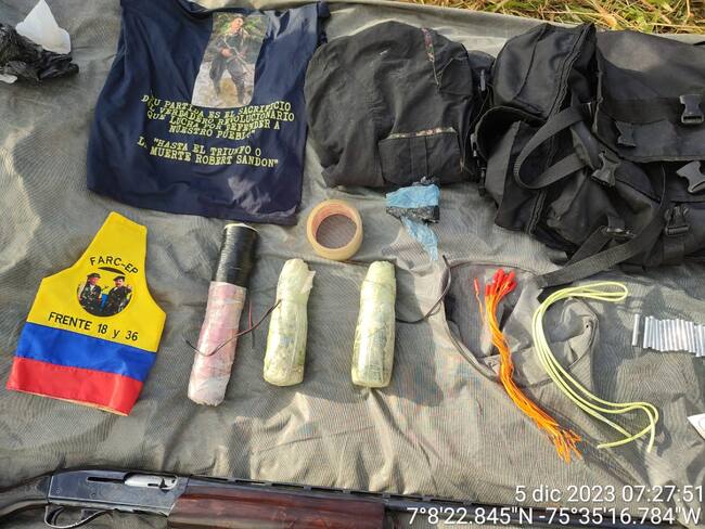 Elementos incautados en caleta en Briceño- foto cortesía