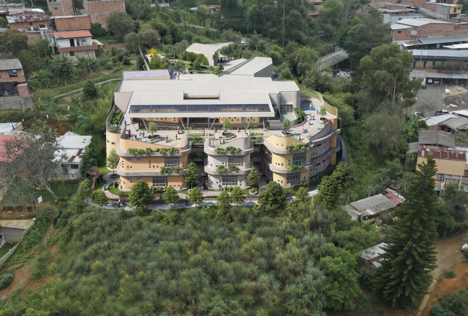 Así quedaría el nuevo jardín infantil en el corregimiento de San Cristóbal. Foto: Alcaldía de Medellín