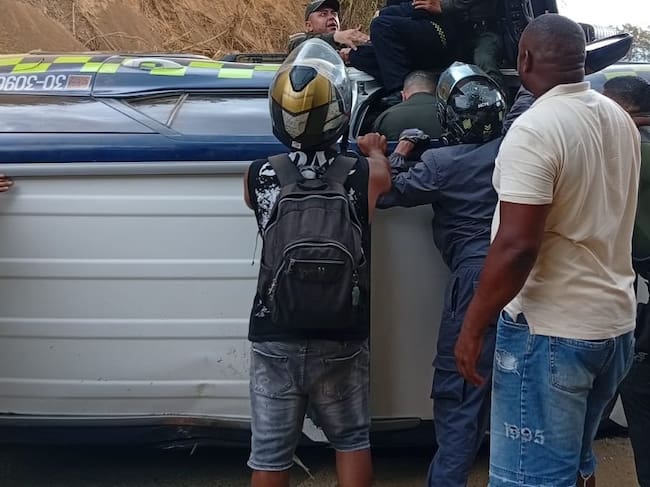 Accidente de la comandante de la Policía Valle en Dagua: fue trasladada a un hospital. Foto: suministrada.