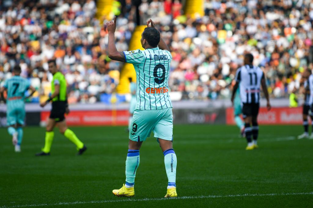 Luis Muriel celebra su gol ante Udinese (Photo by Alessio Marini/LiveMedia/NurPhoto via Getty Images)