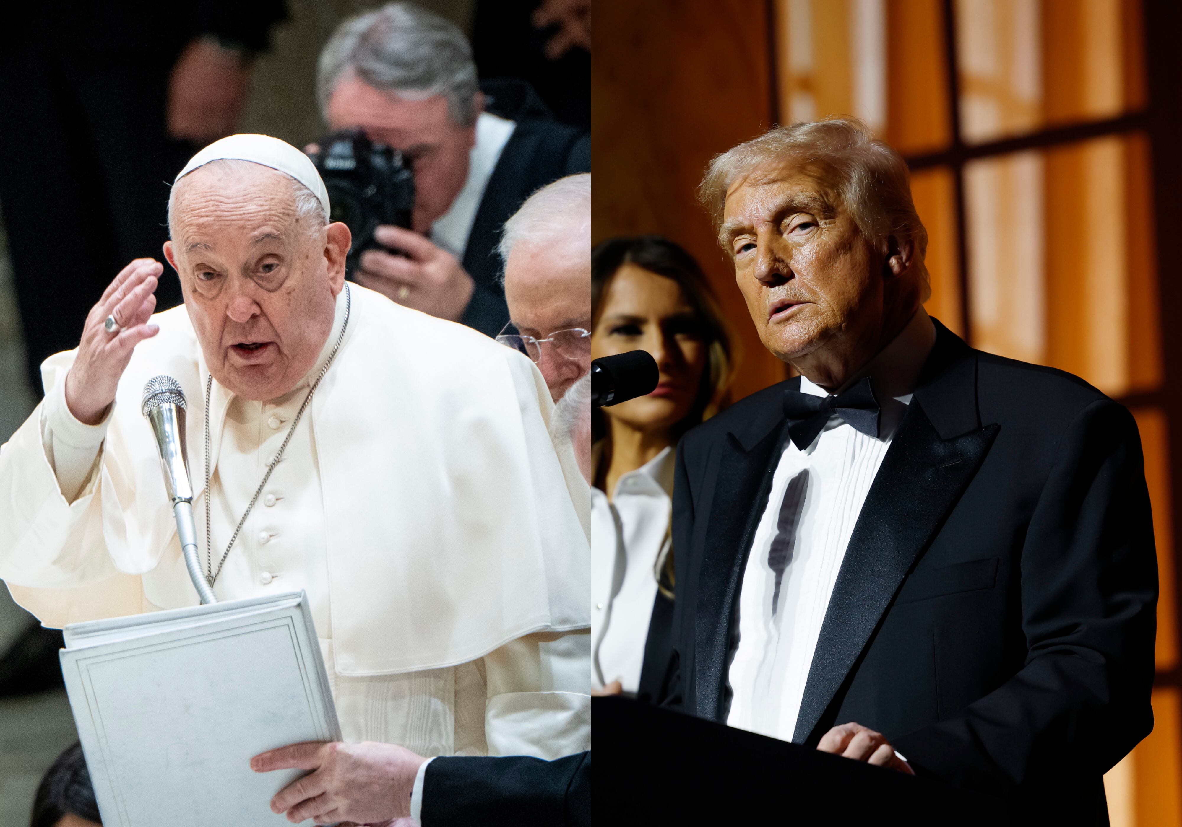 El papa Francisco (Stefano Costantino/SOPA Images/LightRocket vía Getty Images) y el presidente de Estados Unidos, Donald Trump (Anna Moneymaker/Getty Images)