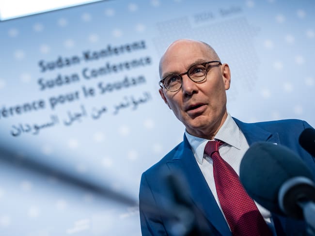 15 April 2026, Berlin: Volker Türk, UN Human Rights Commissioner, speaks during a statement at the International Sudan Conference at the Federal Foreign Office. Imagen tomada de Getty Imagenes (Crédito: picture alliance / Colaborador)