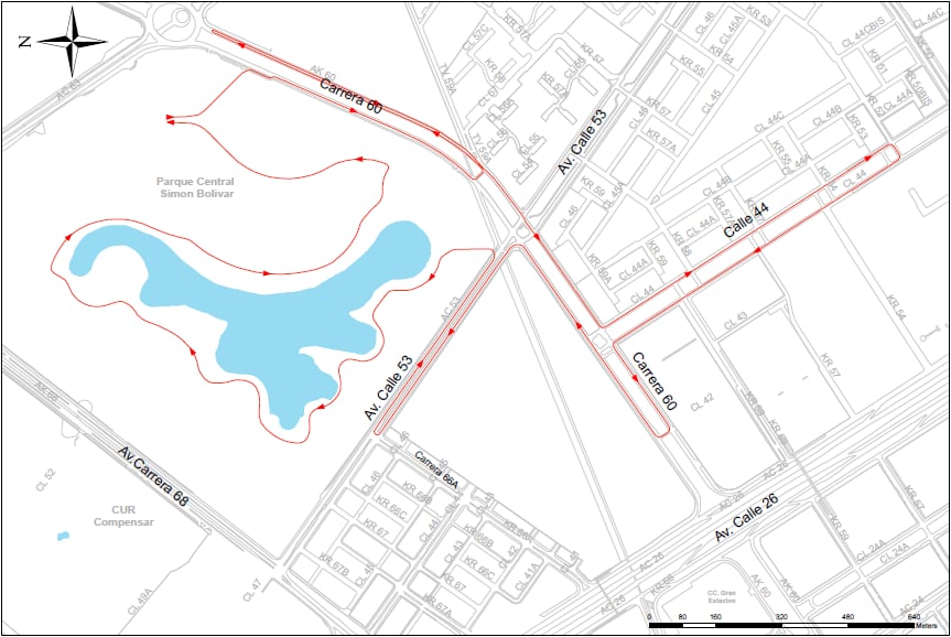 Mapa de referencia de la XI Carrera Verde Bogotá 2026 (Crédito: Alcaldía de Bogotá)