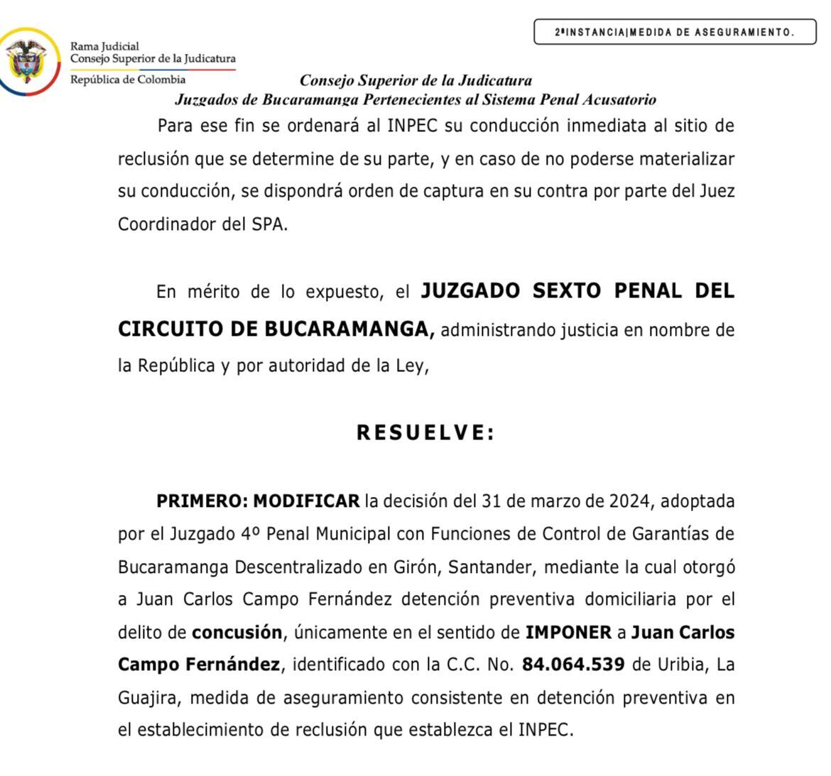 Nuevas decisiones judiciales en contra de Juez involucrado en el presunto caso de concusión.