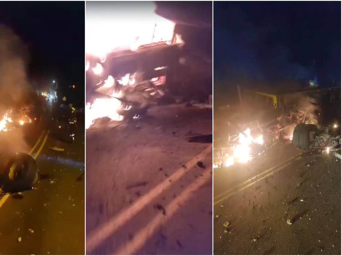 Camión cargado de cerveza se volcó en la vía Alto de la Línea – Cajamarca
