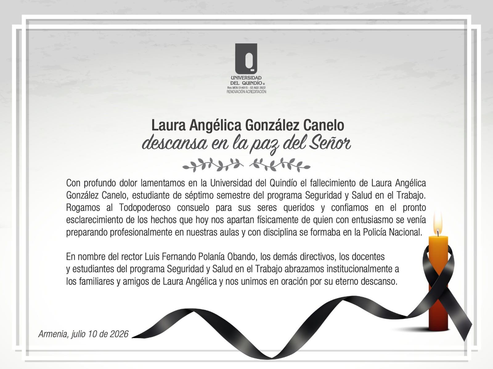 Mensaje de la Universidad del Quindío