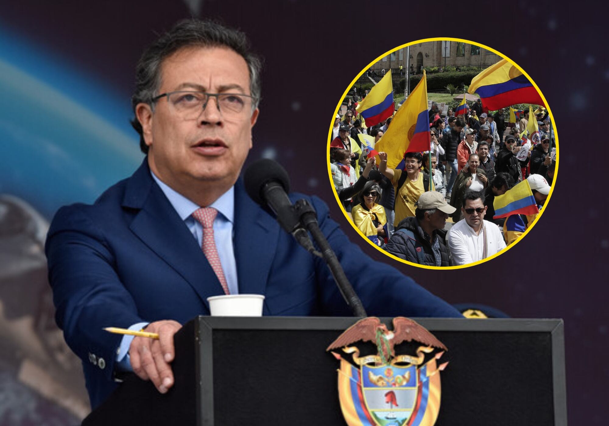 Gustavo Petro y marchas contra el Gobierno Nacional. Fotos: (Colprensa - Cristian Bayona) / EFE/Carlos Ortega