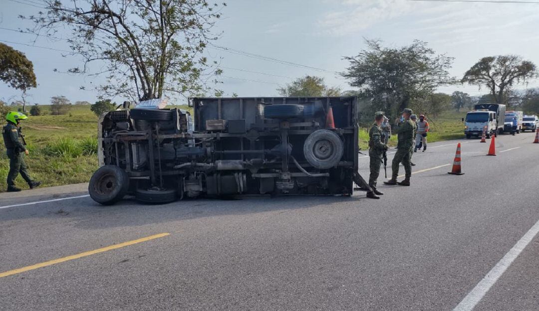 El conductor del vehículo pesado resultó ileso en el siniestro vial ocurrido en el departamento de Bolívar