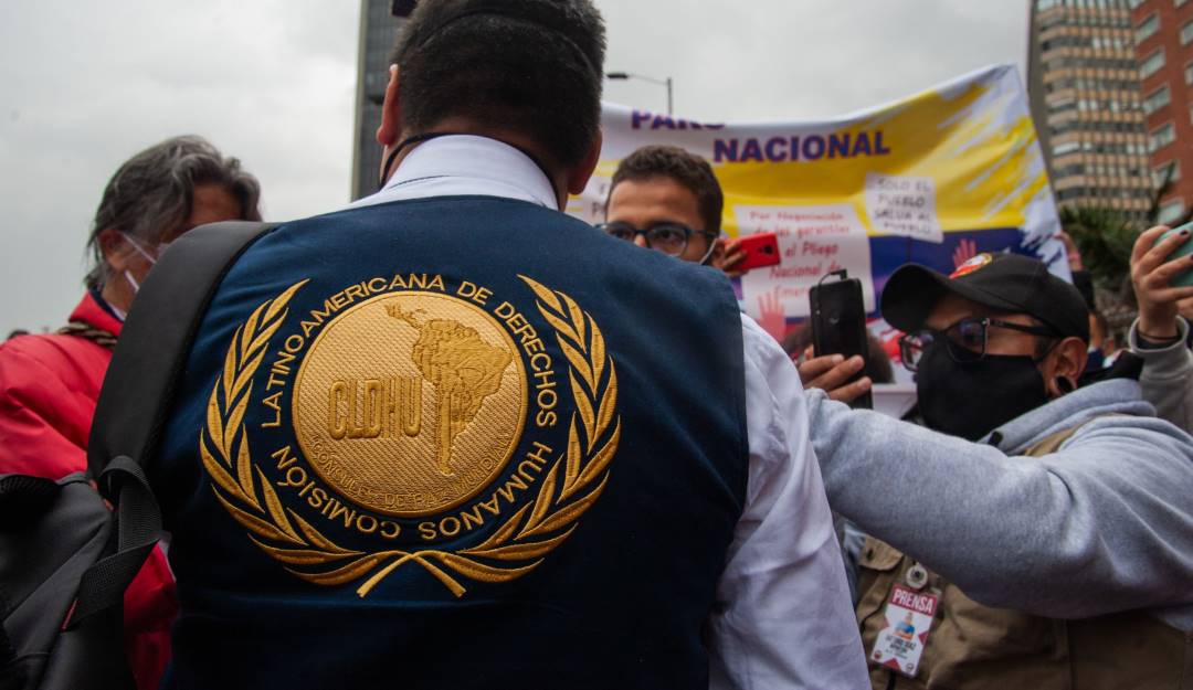 Presencia de la CIDH durante las manifestaciones sociales en Colombia del 2021.                     Foto: Getty 