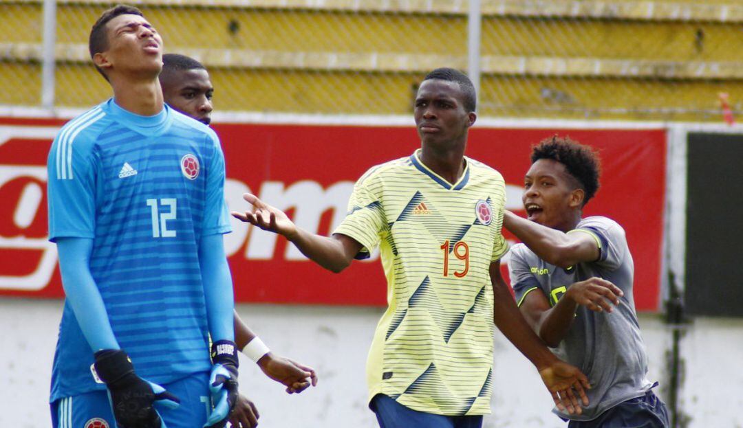 Ecuador celebra uno de los goles ante la Selección Colombia.