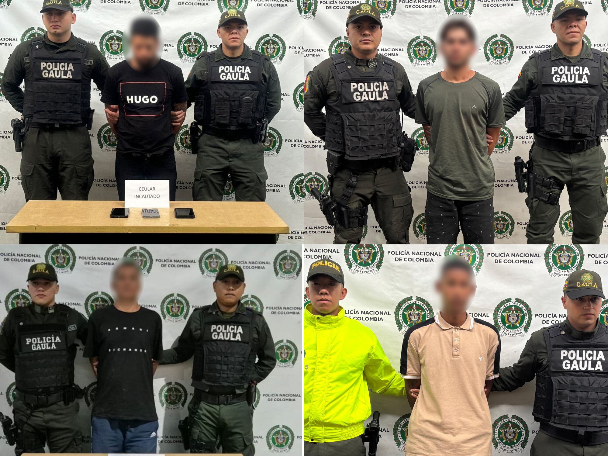 Capturados en operativos contra la extorsión en Medellín. Foto: Alcaldía.