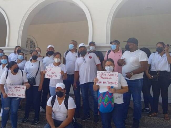 Trabajadores protestando