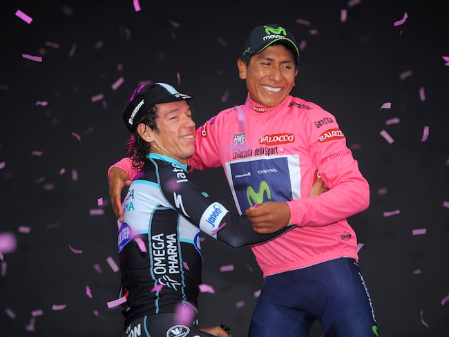 Nairo Quintana y Rigoberto Urán / Giro de Italia 2014. (Photo by Tim De Waele/Getty Images)