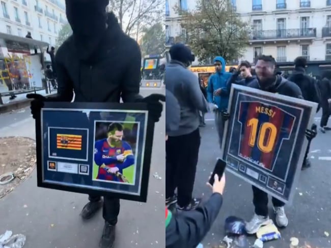 Ni Messi se salvó de las protestas en Francia: saqueadores se llevaron valiosa camiseta autografiada. Captura de video