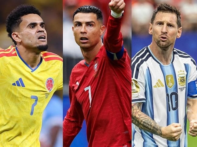 Luis Díaz, Cristiano Ronaldo y Lionel Messi / Composición: Caracol Radio