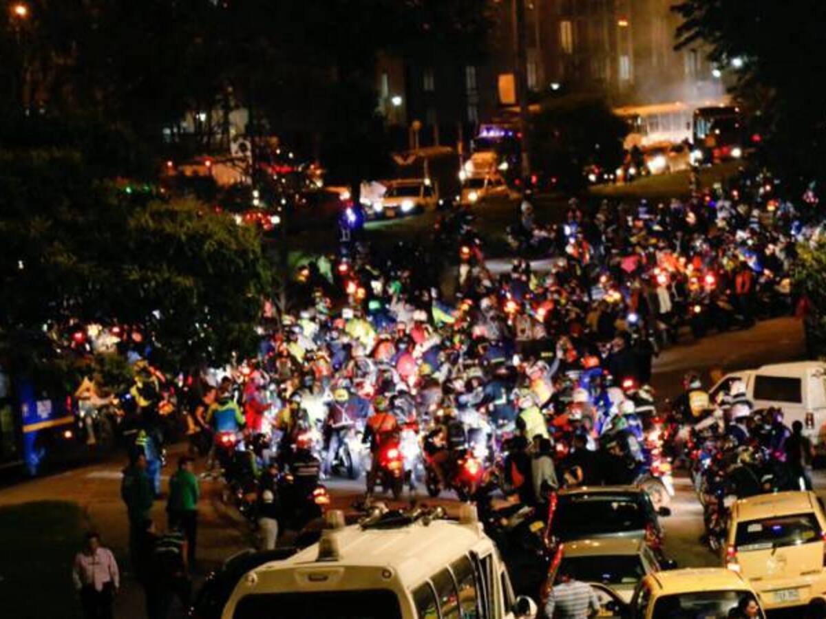 Monumental protesta de conductores de motos se toma Bogotá