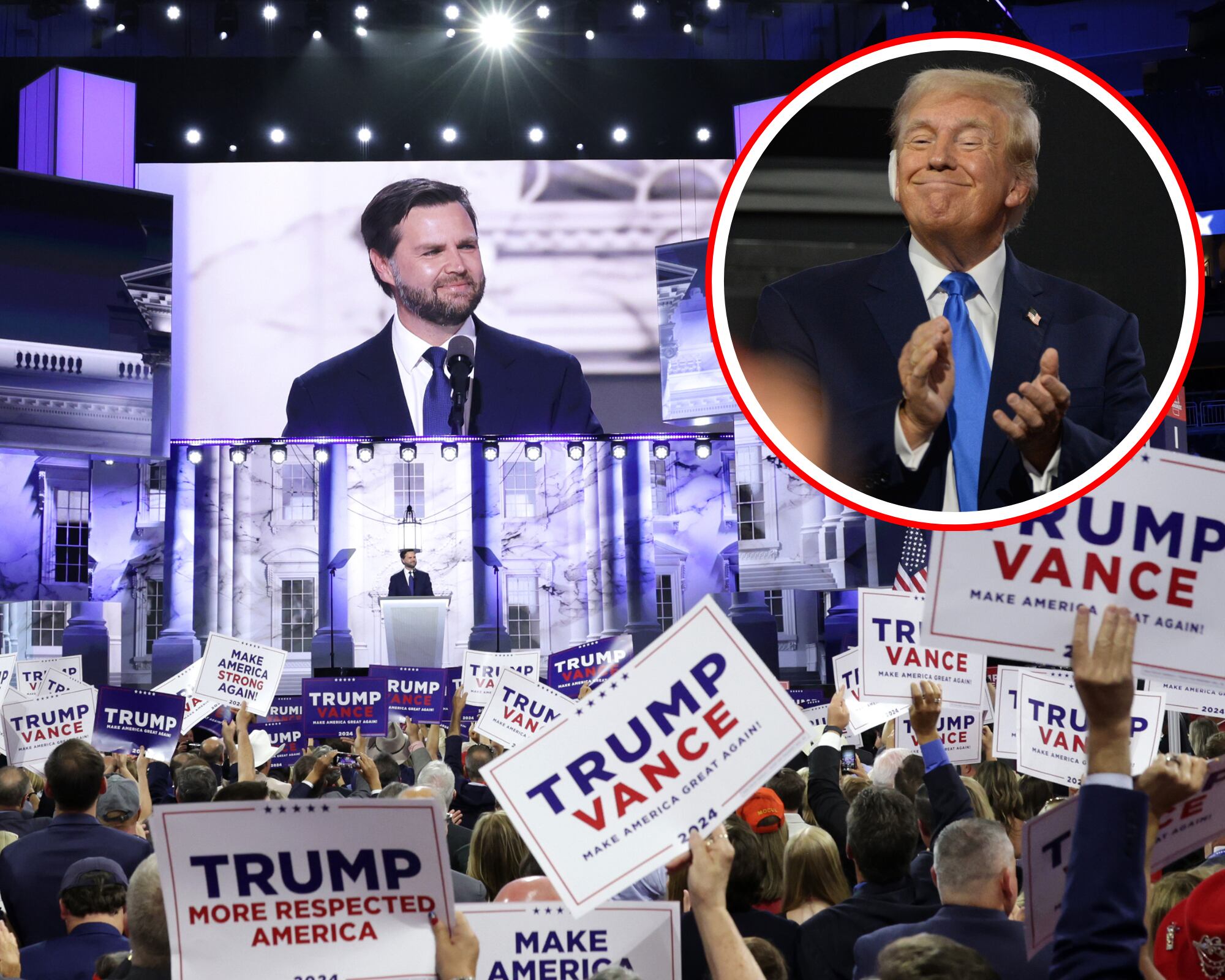 La fórmula vicepresidencial de Donald Trump aceptó su nominación en un discurso durante el tercer día de la Convención Republicana.
(Foto: Getty / Caracol Radio)