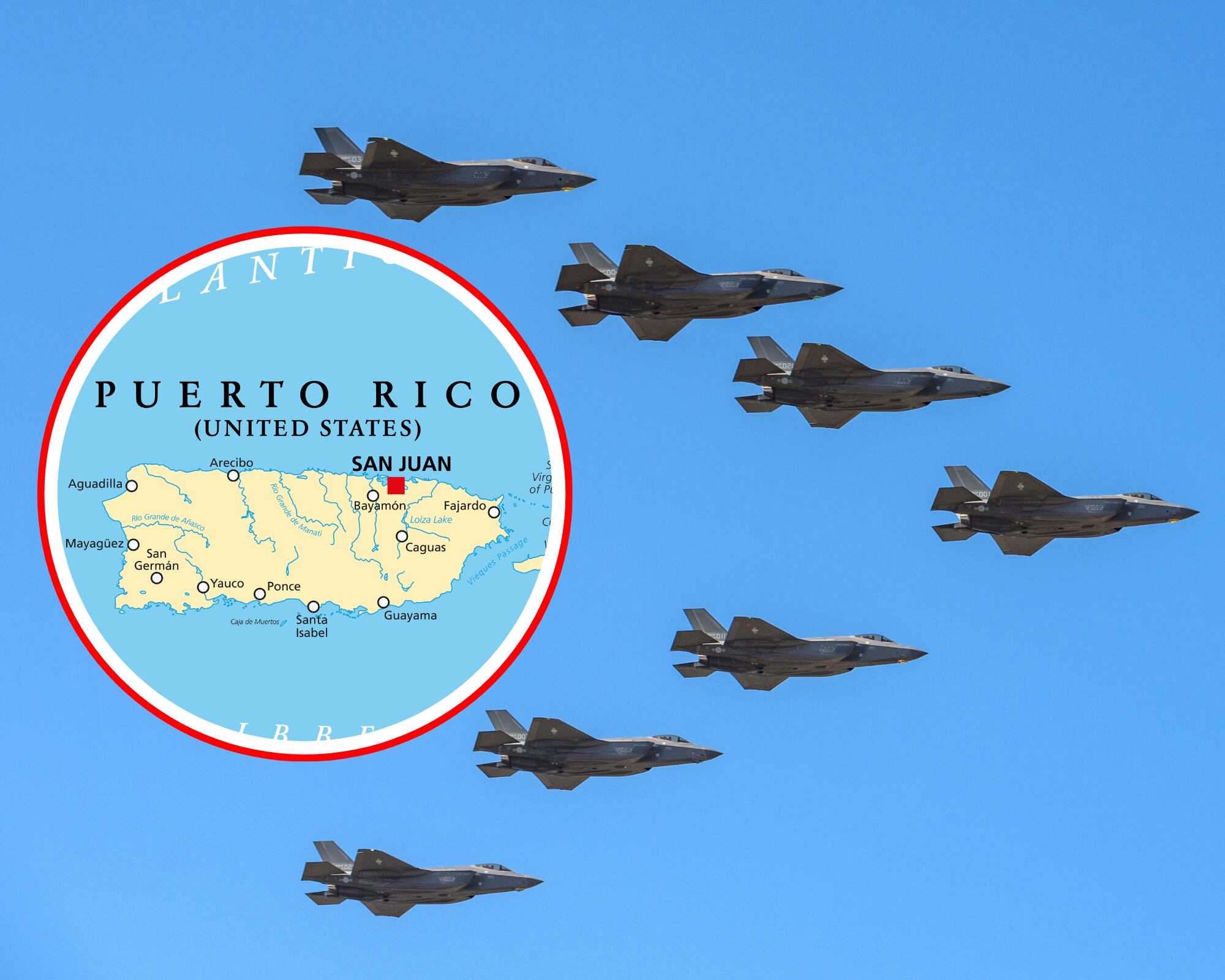 Se espera que los caza F-35, también conocidos como “aviones fantasma”, lleguen a un aeródromo de Puerto Rico la próxima semana.
(Foto: Caracol Radio / Getty)