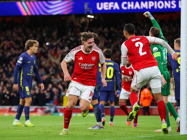 Viktor Gyokeres celebrando su gol con Arsenal en la UEFA Champions League ante Atlético de Madrid / Getty Images
