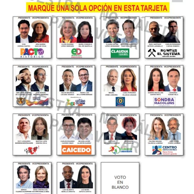 Definido el orden de las 14 fórmulas presidenciales en la tarjeta electoral para el 31 de mayo