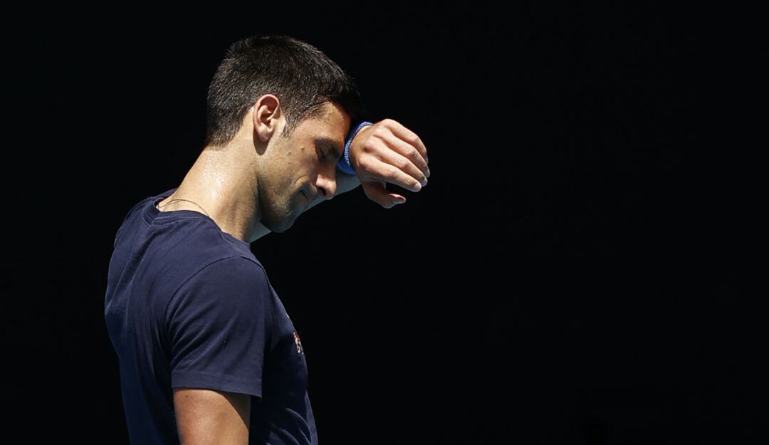 El tenista Novak Djokovic en entrenamientos en Australia 