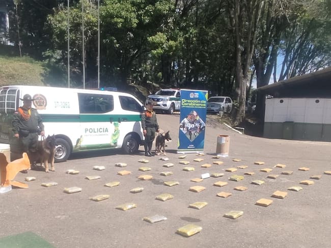 La policía incautó 50 kilos de marihuana camuflada en una encomienda en Medellín. Cortesía: Policía Nacional