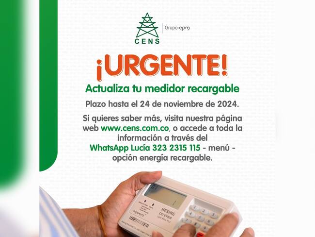 CENS invita a la actualización de los medidores recargables. / Imagen: CENS.