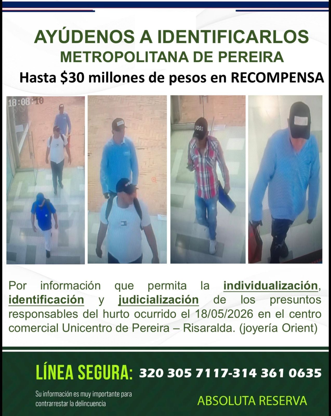Foto: Policía Metropolitana de Pereira