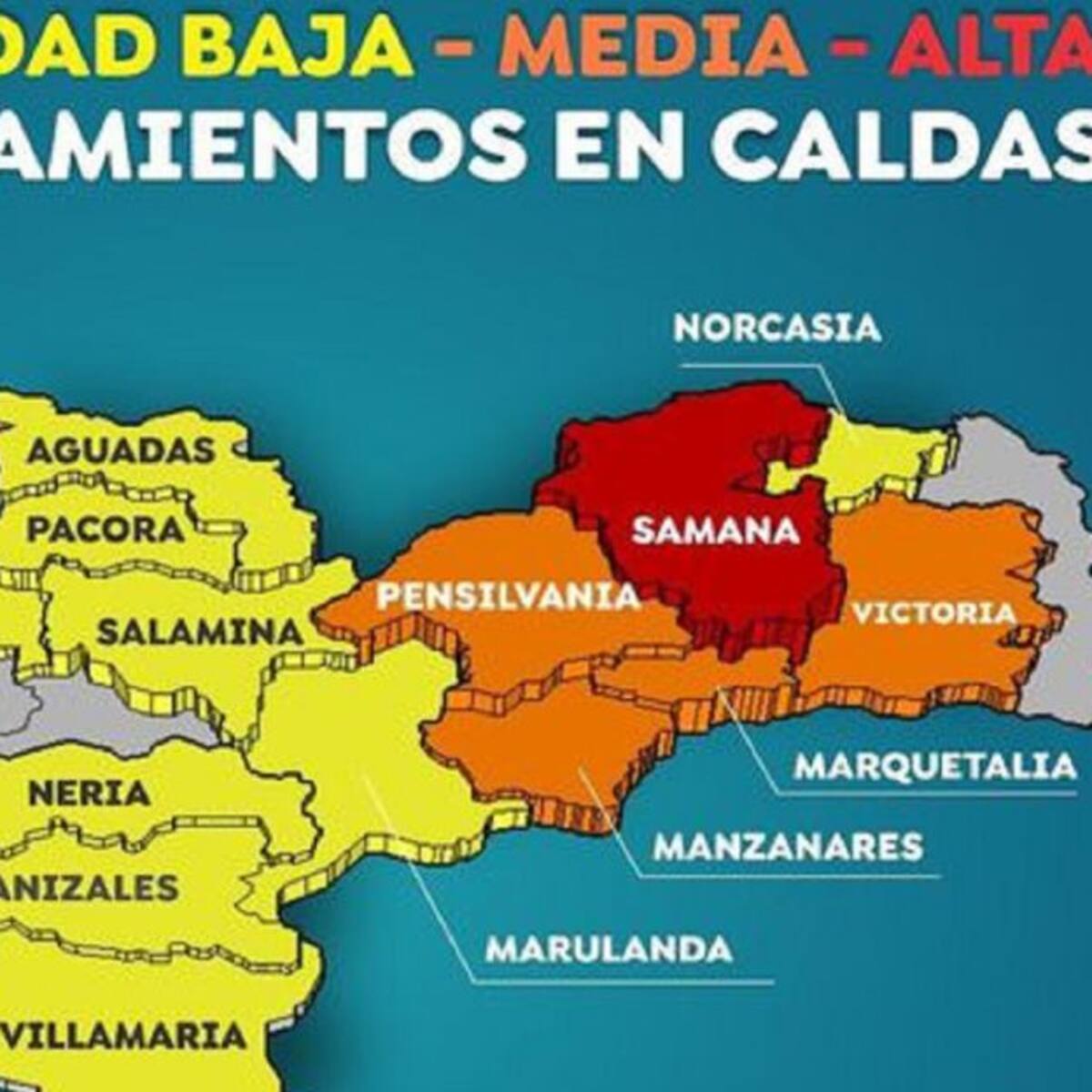 Alerta para 15 municipios de Caldas por crecientes y deslizamientos