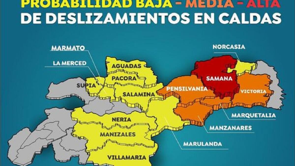 Alerta para 15 municipios de Caldas por crecientes y deslizamientos