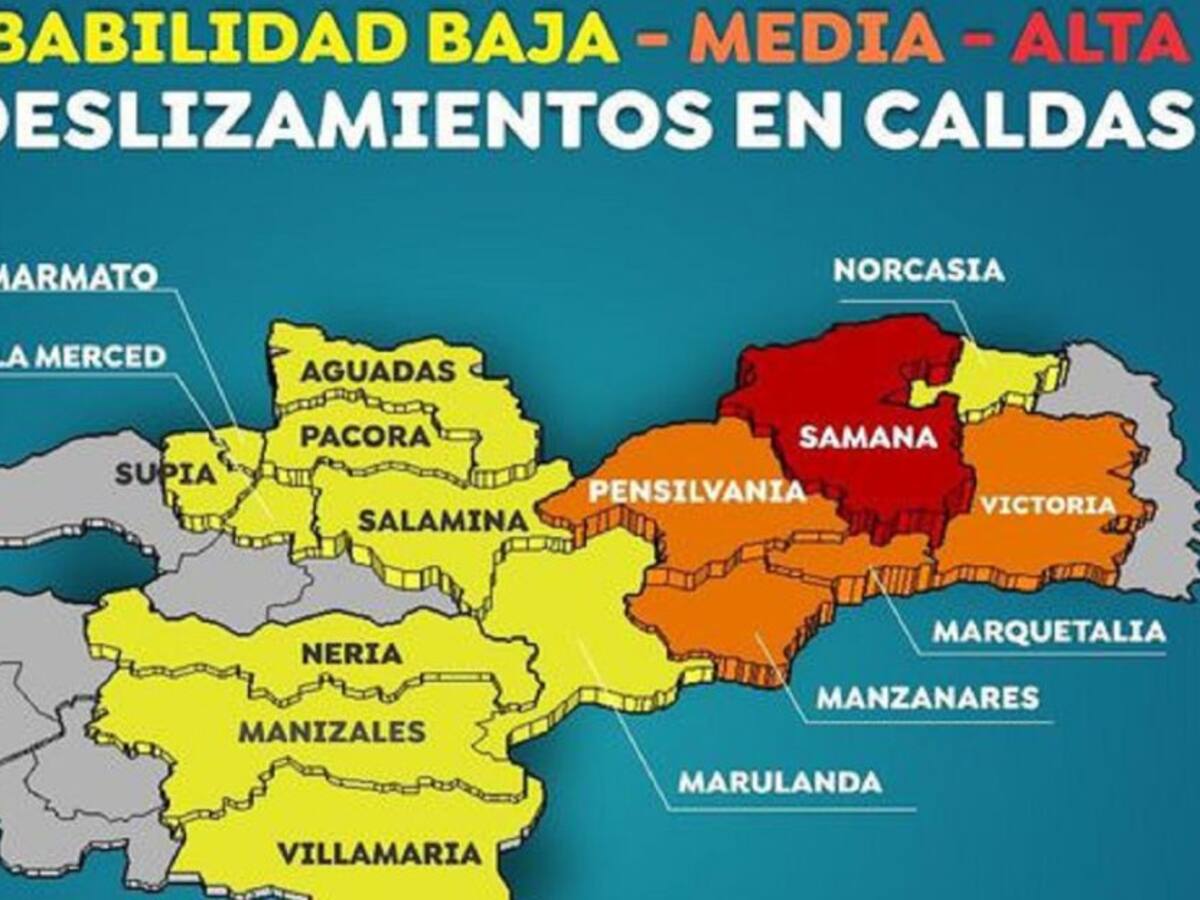 Alerta para 15 municipios de Caldas por crecientes y deslizamientos
