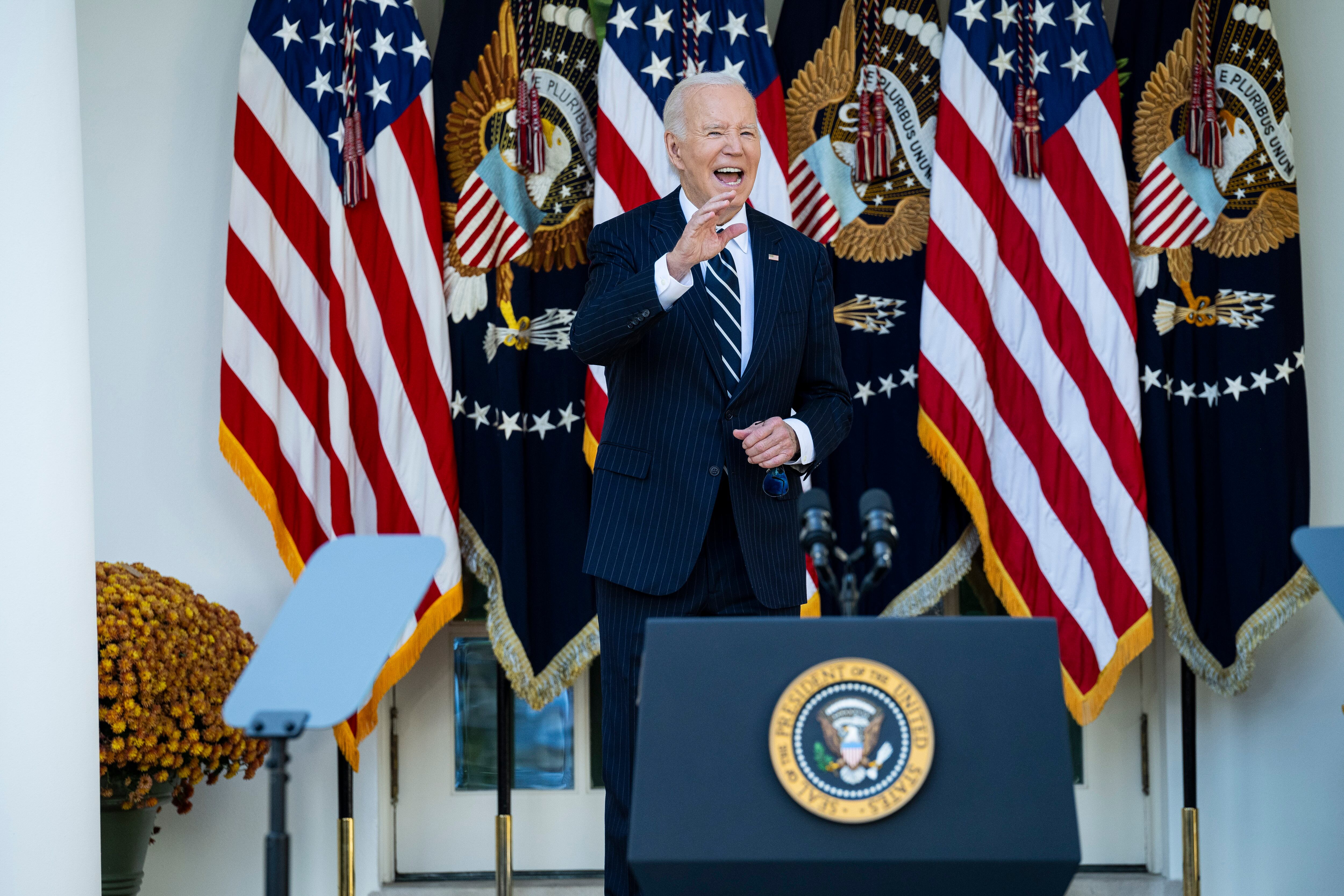 Washington (United States), 07/11/2024.- US President Joe Biden delivers remarks on the results of the 2024 presidential election during an address to the nation in the Rose Garden of the White House in Washington, DC, USA, 07 November 2024. President Biden stated he accepts the choice the country made, after Republican presidential candidate Donald J. Trump was declared the winner of the 2024 US presidential election over Democratic presidential candidate US Vice President Kamala Harris. (Elecciones) EFE/EPA/GRAEME SLOAN