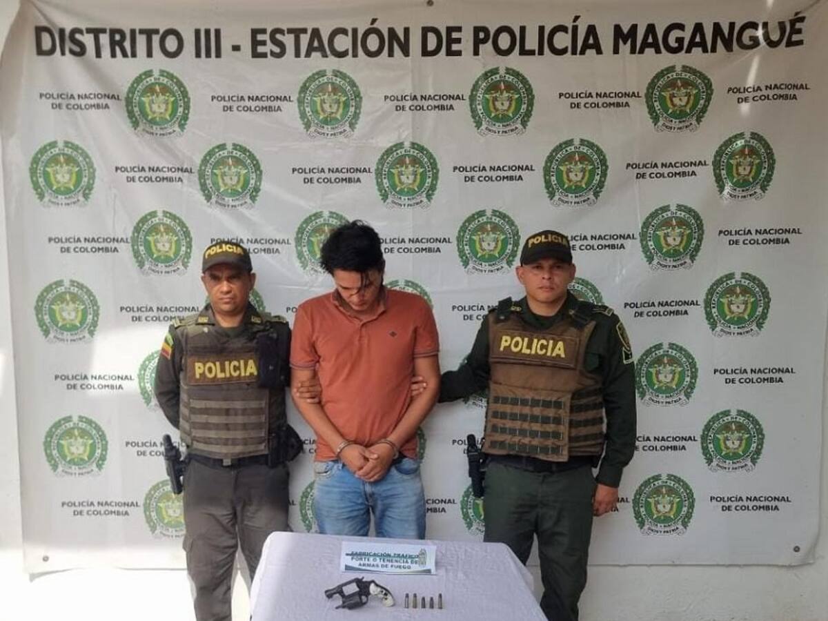 Policía capturó en Magangué a un hombre con un revólver calibre 38