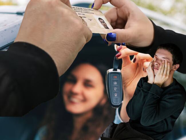 Policía entregando licencia de conducción a mujer - Hombre preocupado - Mujer estrenando carro y cargando llaves - Getty Images - Colprensa