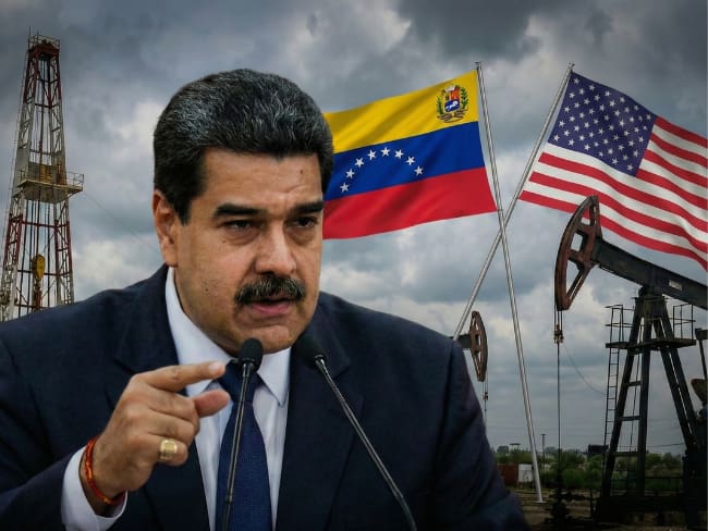 Nicolás Maduro insiste en que Estados Unidos “pretende apoderarse” del petróleo de Venezuela // Caracol Radio // Imagen creada con Gemini IA de Google