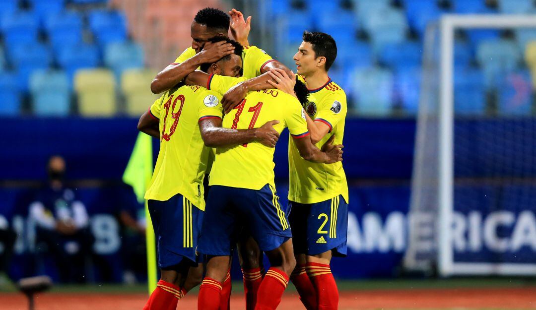 La Selección Colombia en un partido de la Copa América 2021