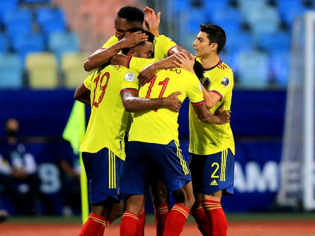 La Selección Colombia en un partido de la Copa América 2021