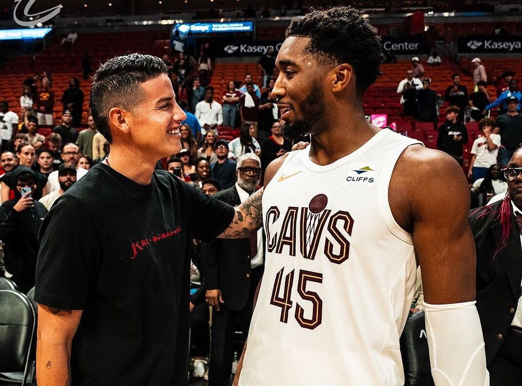 James Rodríguez y Donovan Mitchell | Foto: Cleveland Cavaliers (Instagram)
