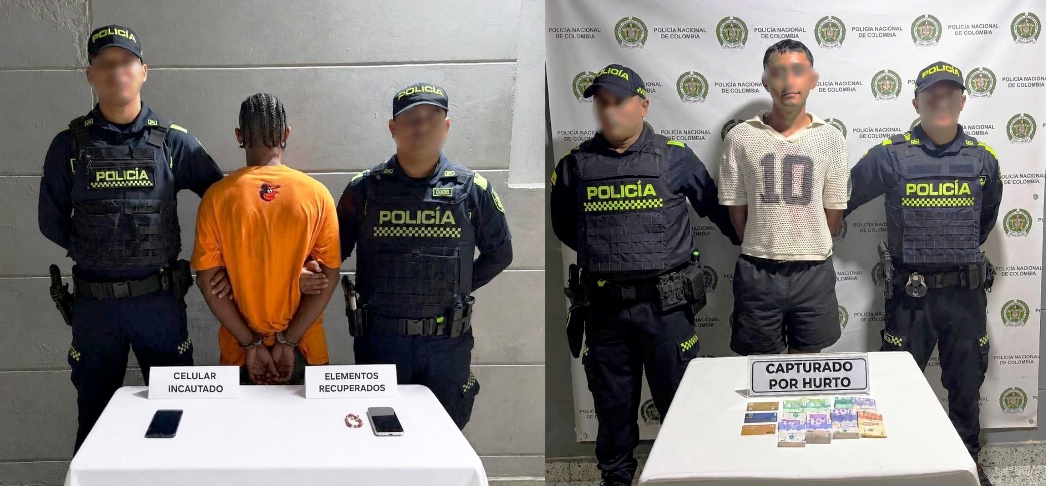 Los procedimientos permitieron recuperar prendas de oro y un celular avaluados en más de 7 millones de pesos, además de tarjetas de crédito y dinero en efectivo