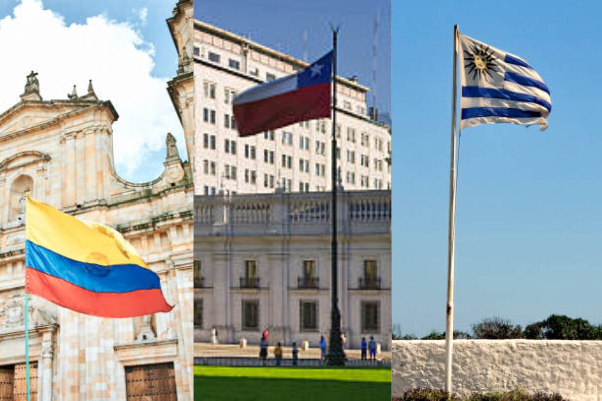 Banderas de Colombia, Chile y Uruguay - Getty Images