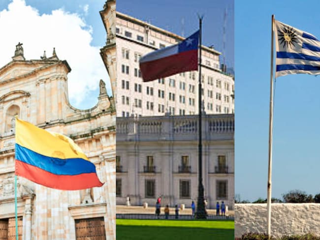 Banderas de Colombia, Chile y Uruguay - Getty Images