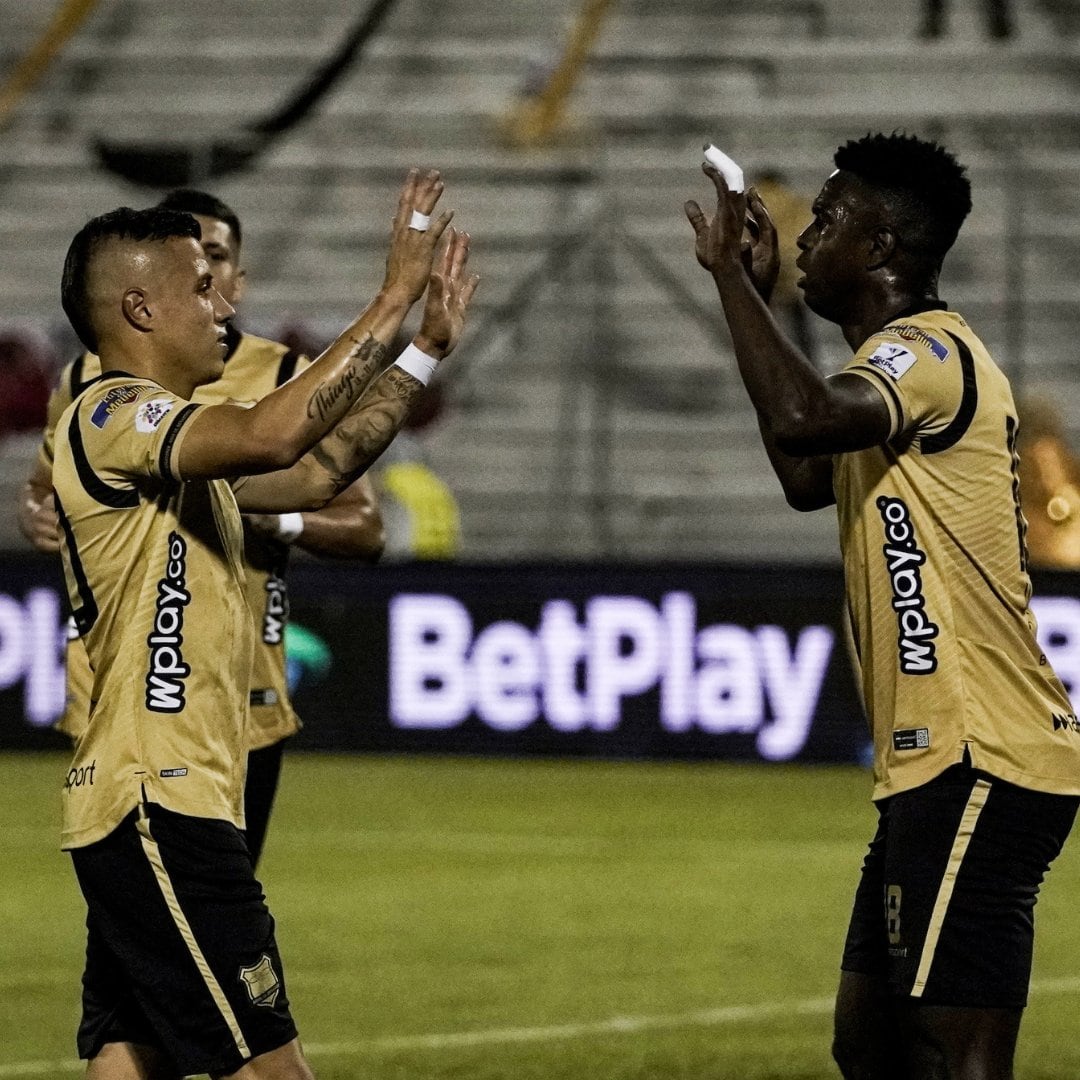 Marco Pérez celebra su gol ante el Boyacá Chicó / Dimayor.