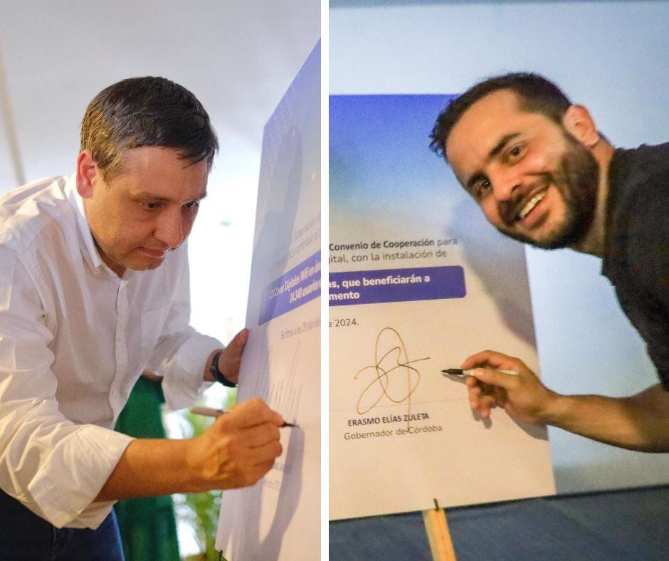 El ministro TIC, Mauricio Lizcano, firmó un convenio con el gobernador Erasmo Zuleta, para la instalación de 220 zonas Wifi con internet gratuito.